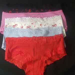 PINK Victoria's Secret Lace Trim Panty Set - Red, Pink, White, Blue, Black